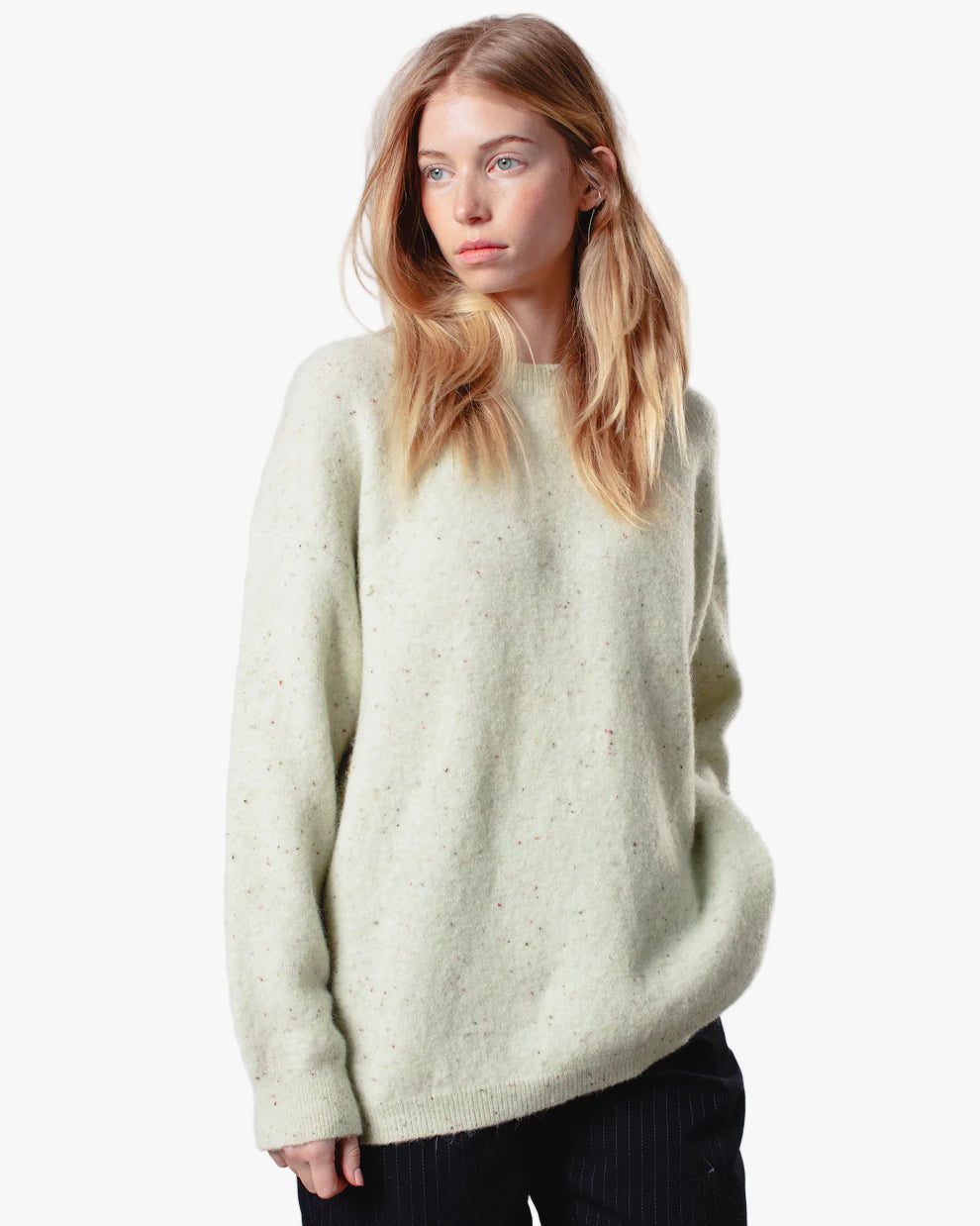Crew-Neck Alpaca Sweater Freckled Lime