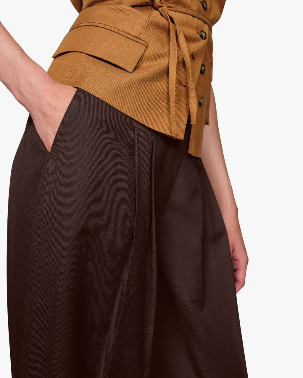 Lotus Pantaloni Vita Media Marrone Java