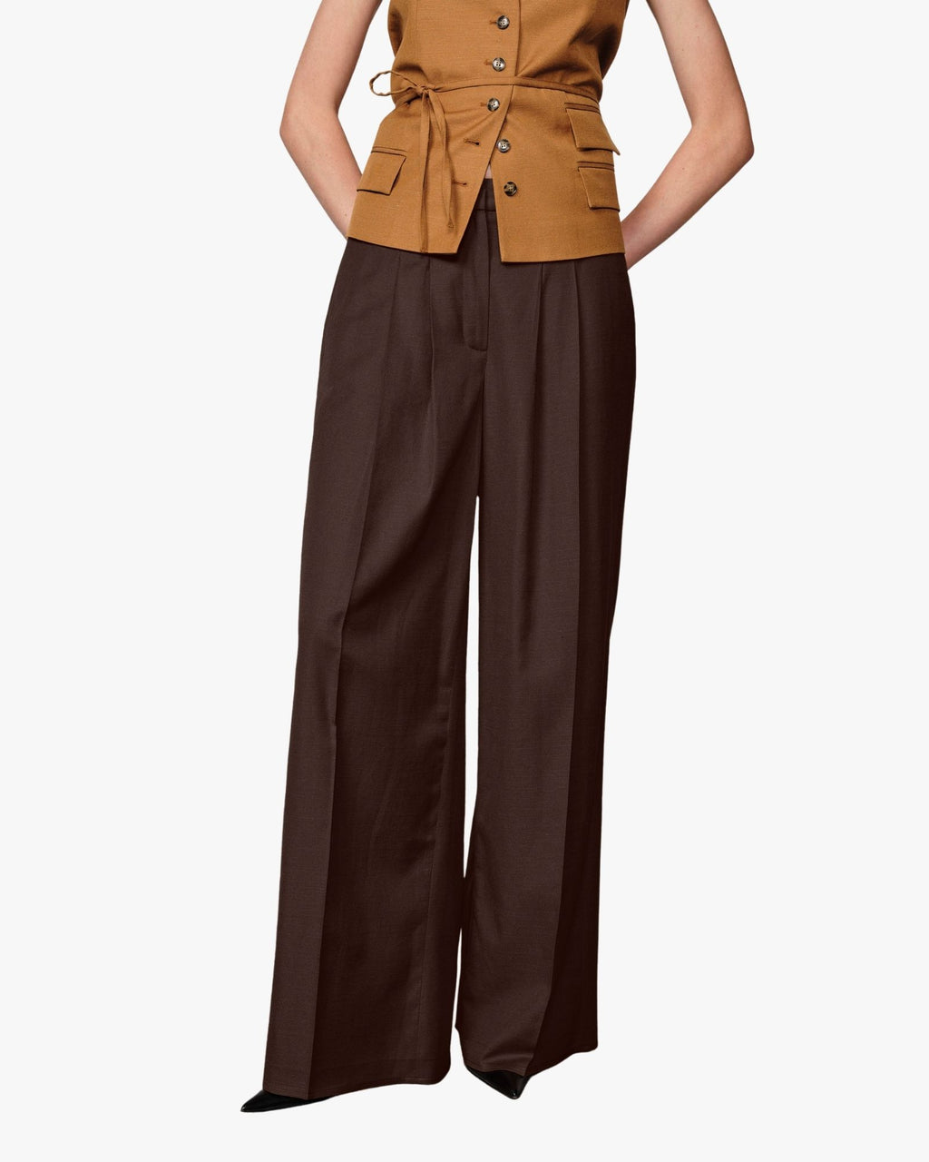 Lotus Pantaloni Vita Media Marrone Java