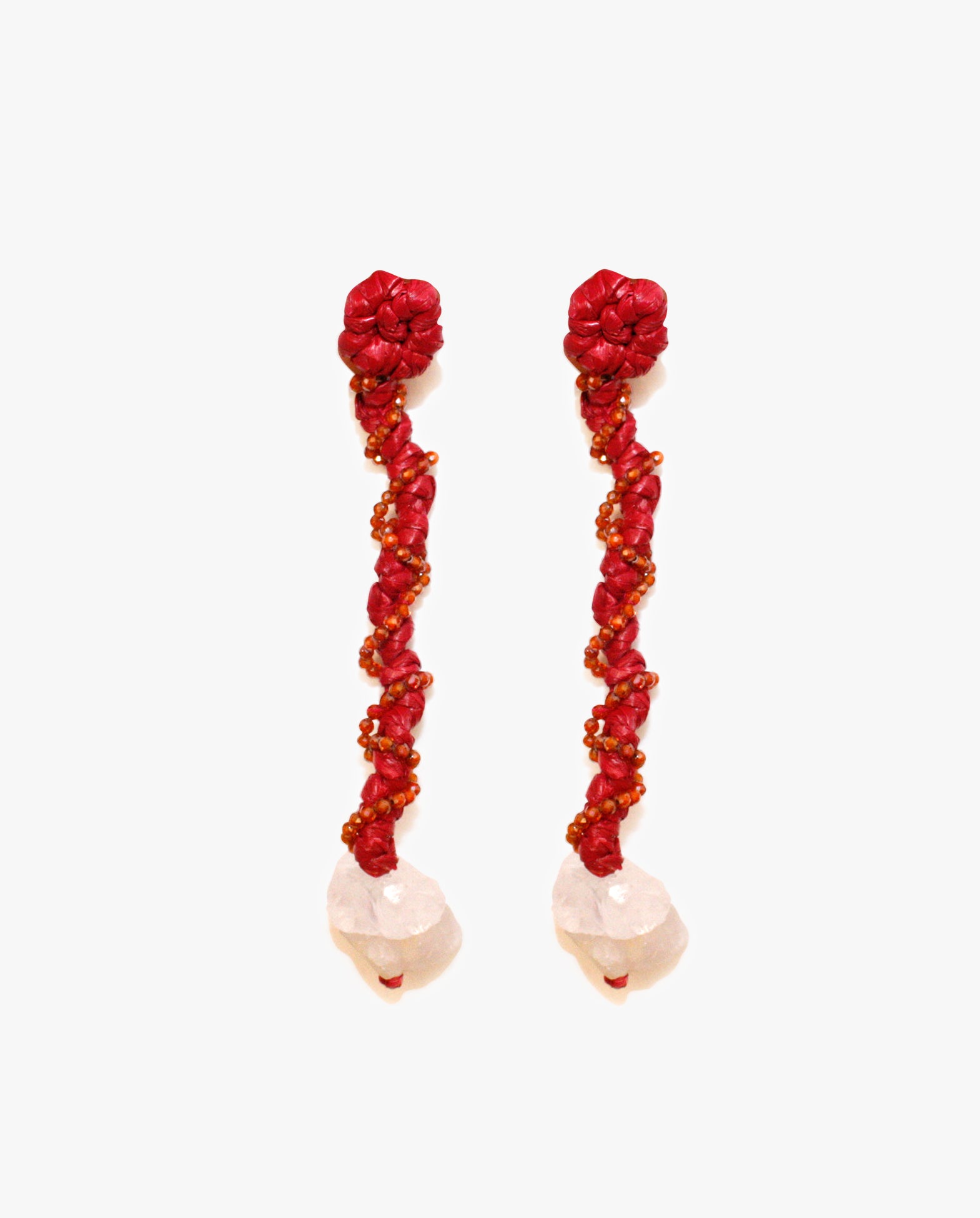Long Raffia Earring Magenta