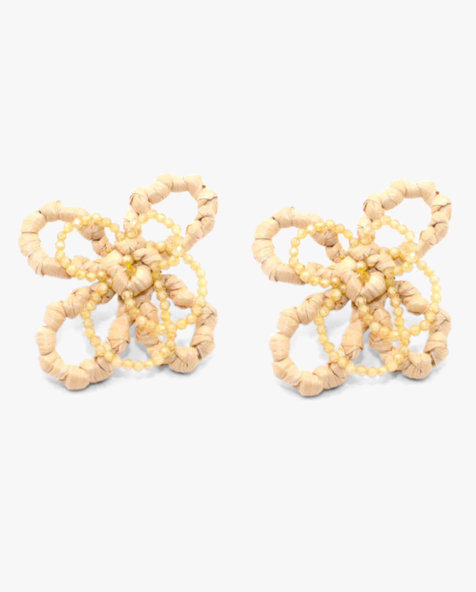 Four Petal Raffia Earrings Natural