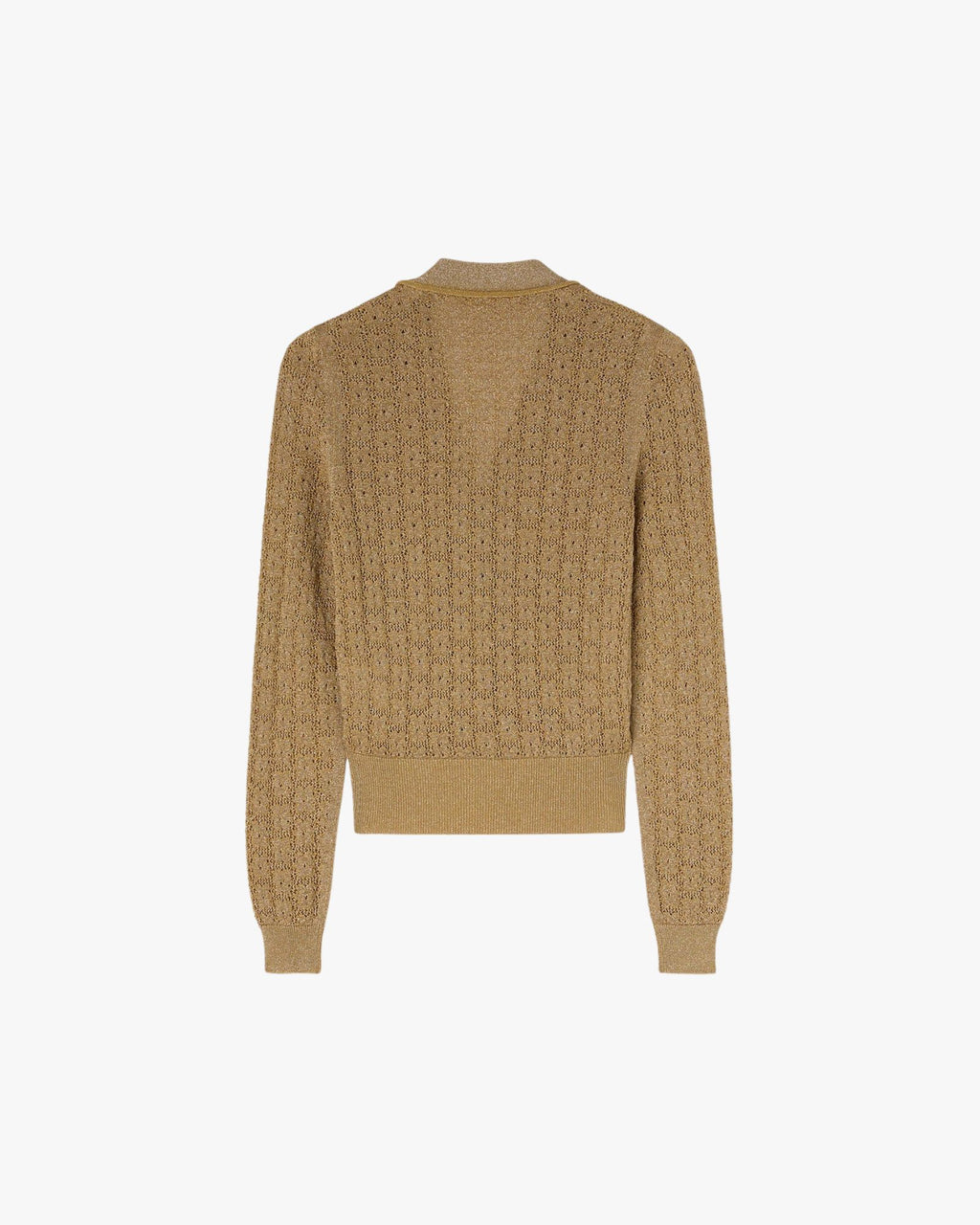 Lurex Jacquard Knit Cardigan Gold