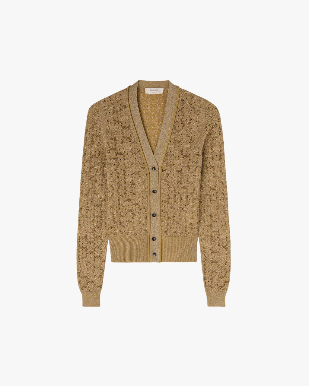Lurex Jacquard Knit Cardigan Gold