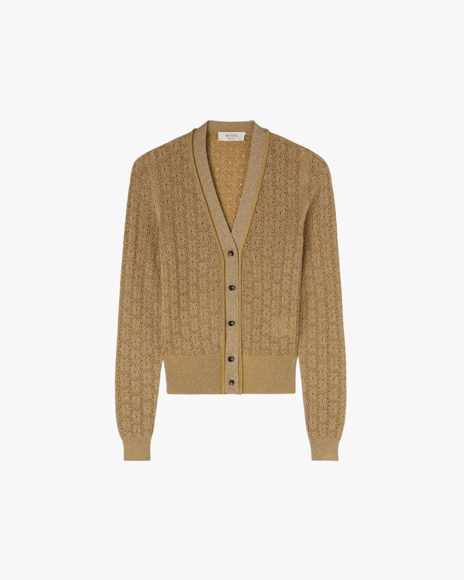 Lurex Jacquard Knit Cardigan Gold
