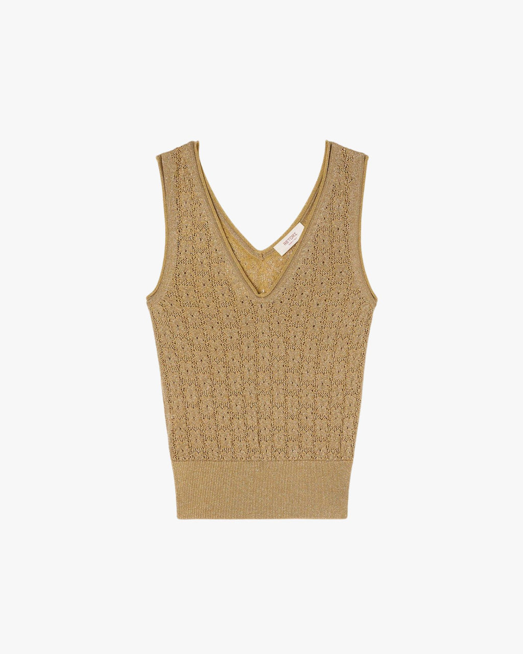 Lurex Jacquard Knit Top Gold