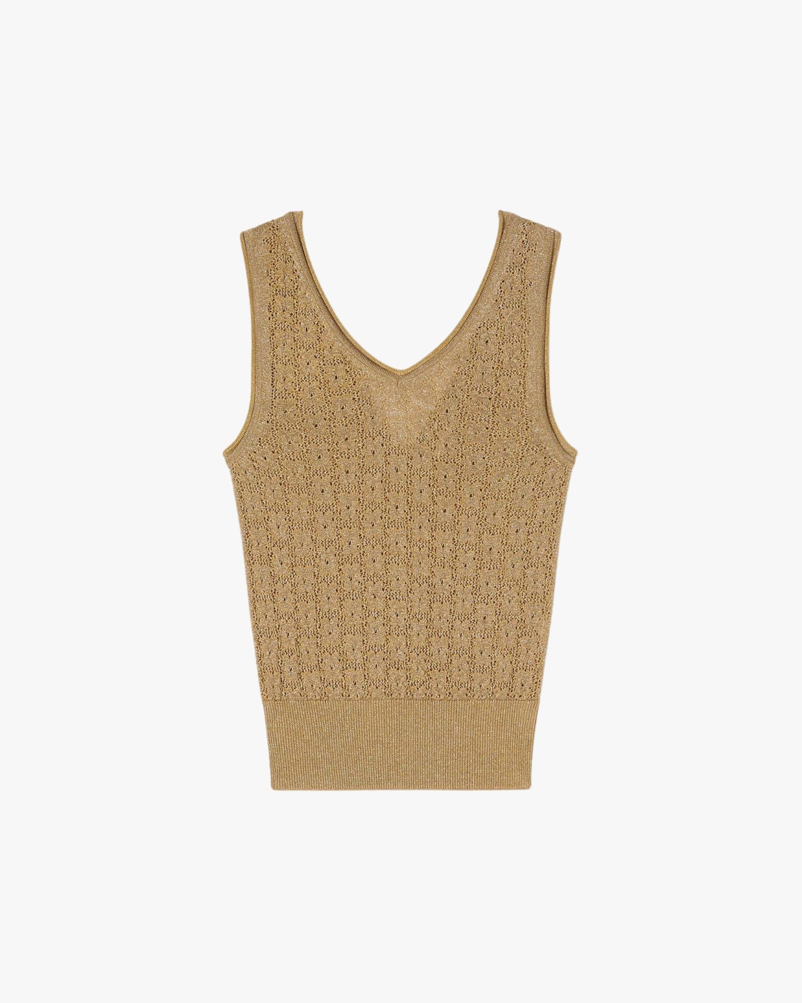 Lurex Jacquard Knit Top Gold