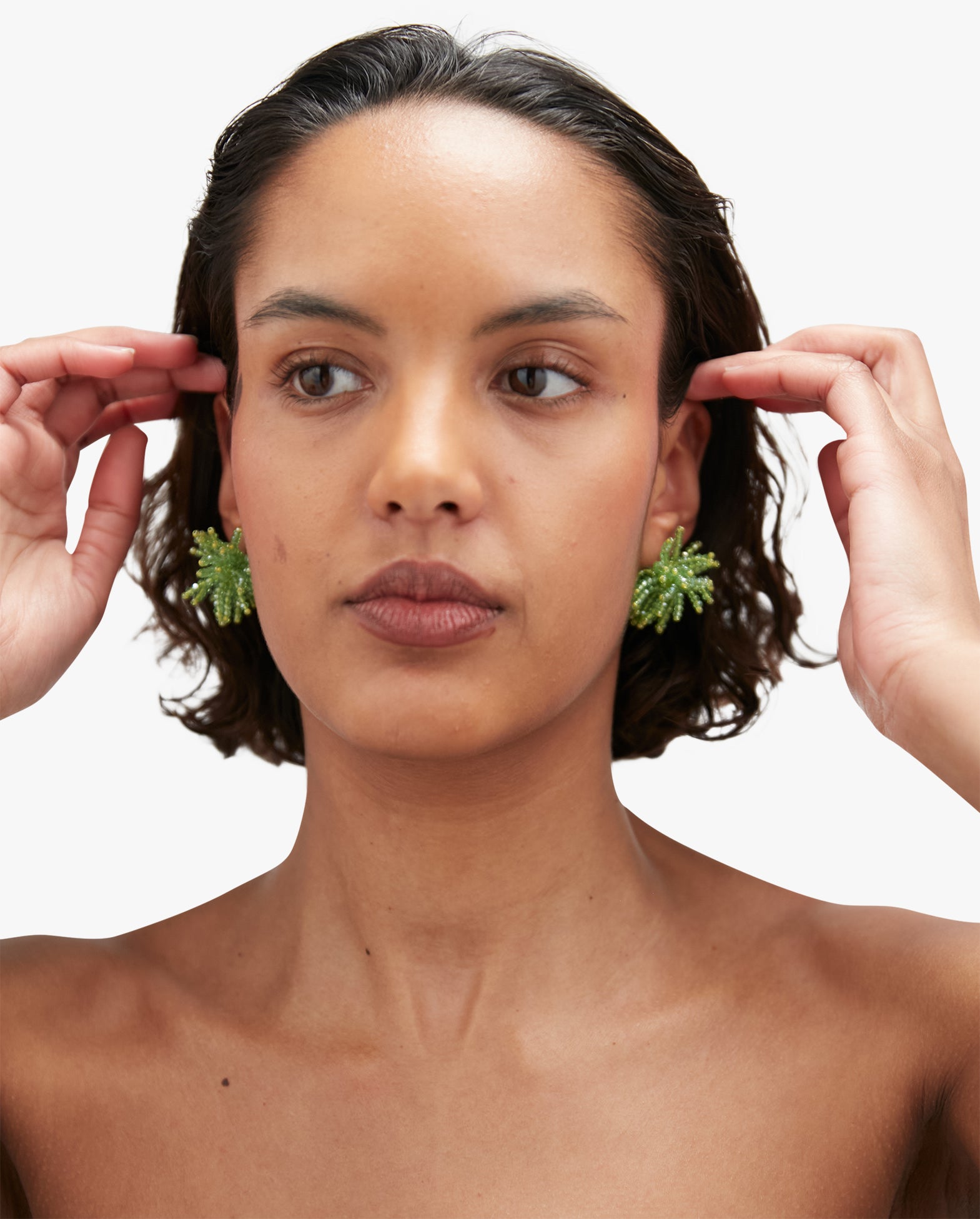 Pompom Earrings Lime