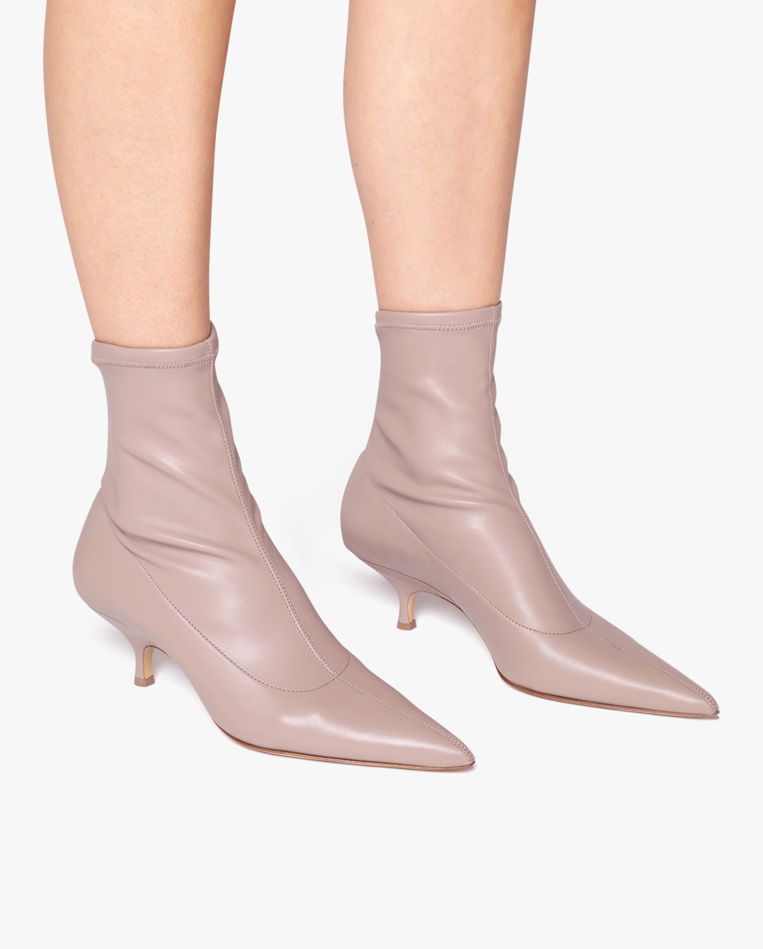 Low-Heel Stretch Boots in Soft Synthetic Leather