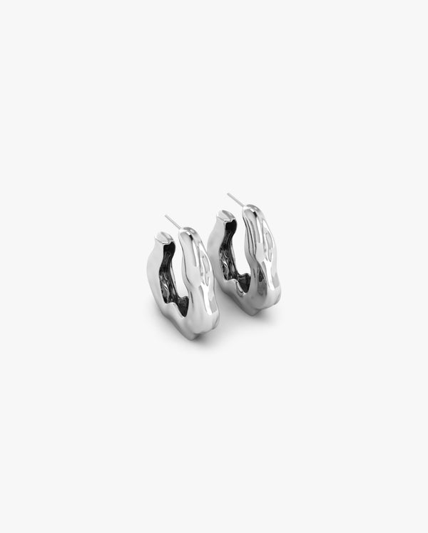 Wrinkled Hoop Earrings Silver