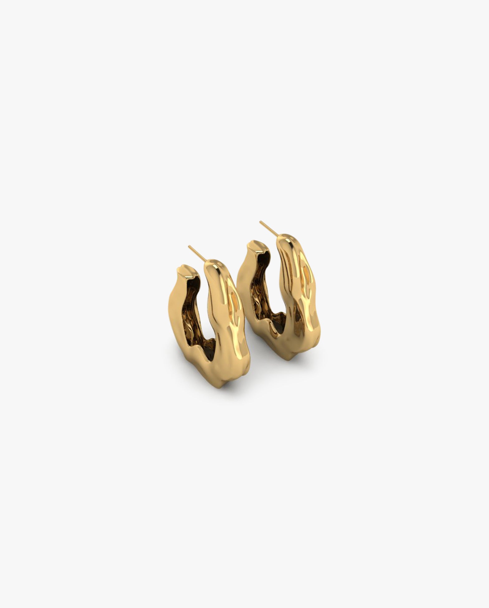 Wrinkled Hoop Earrings Gold