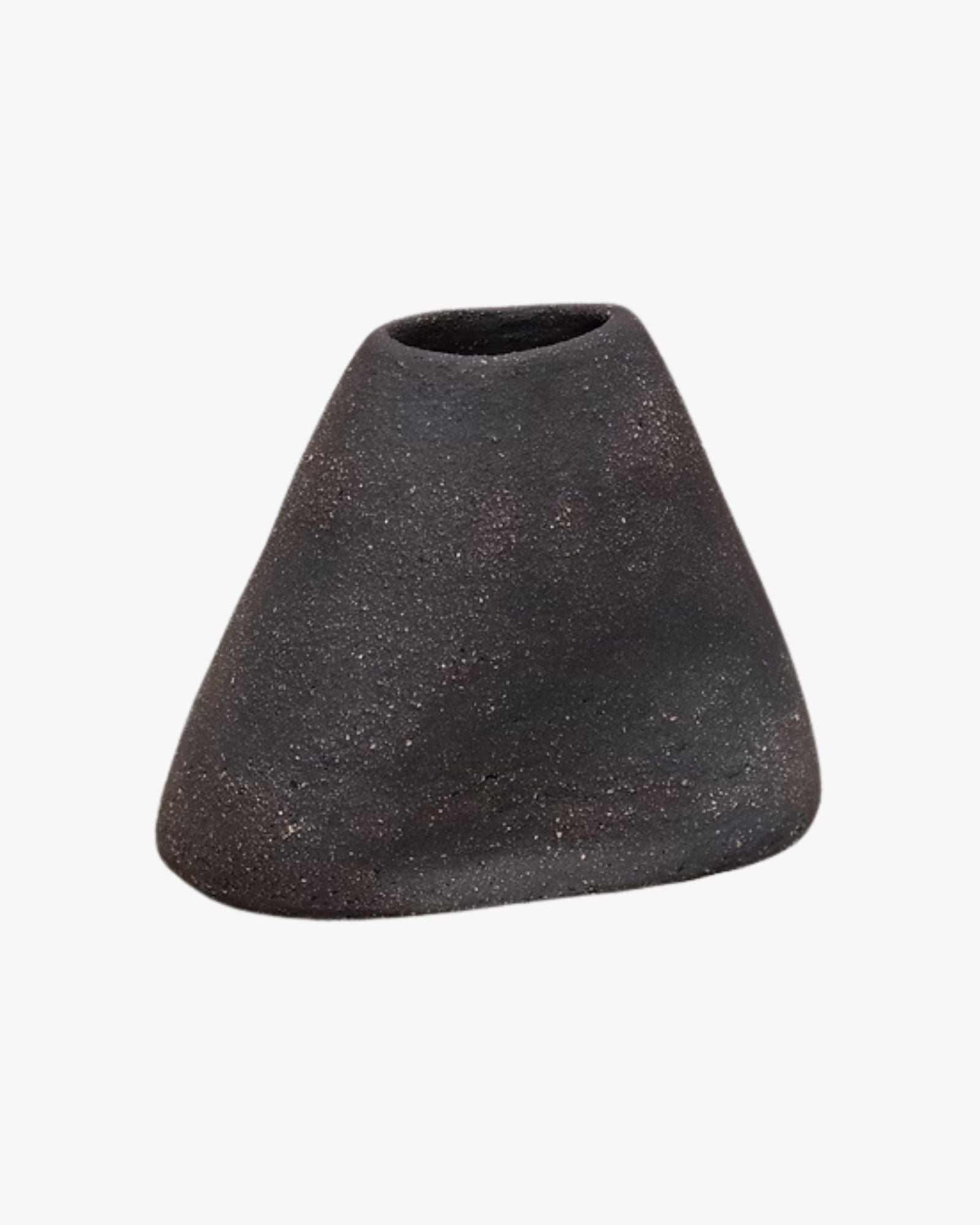 Moon Black Granite Vase