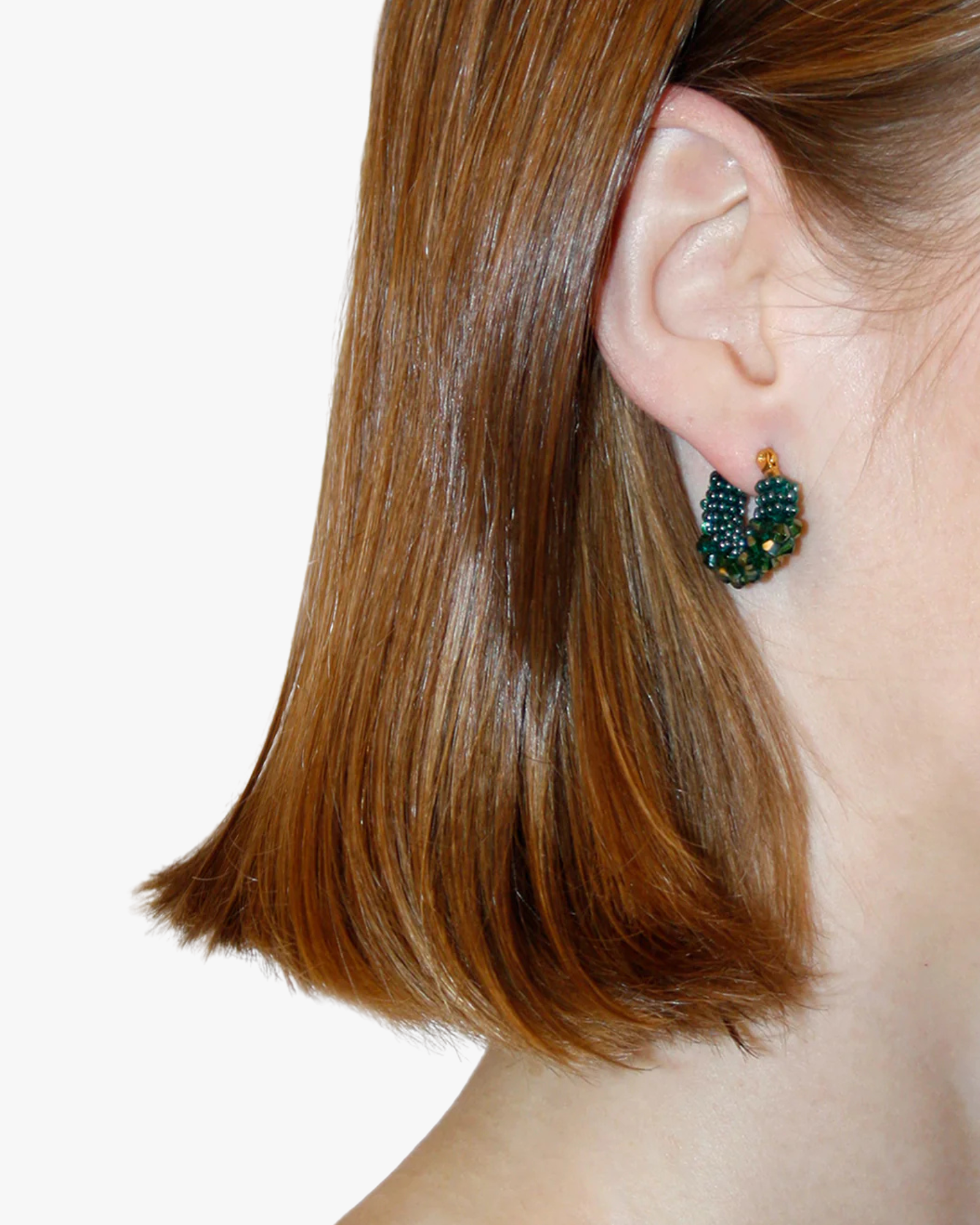 Beaded Hoops Mini Teal