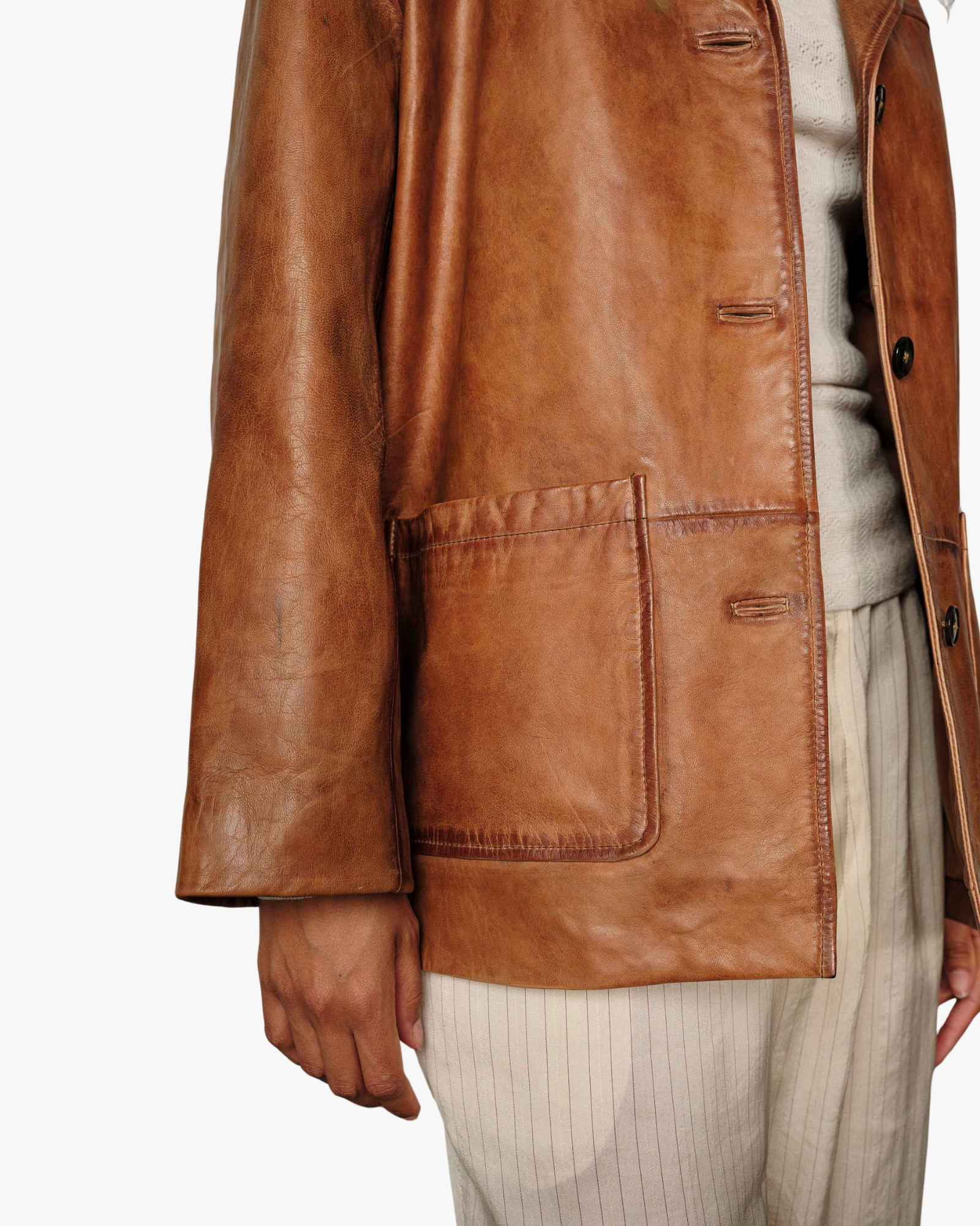 Marina Lamb Leather Jacket Waxed Cognac