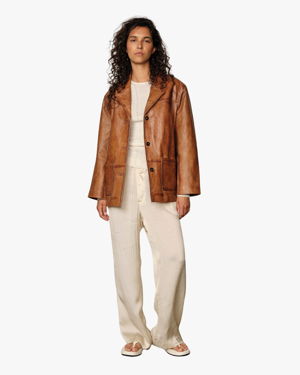 Marina Lamb Leather Jacket Waxed Cognac
