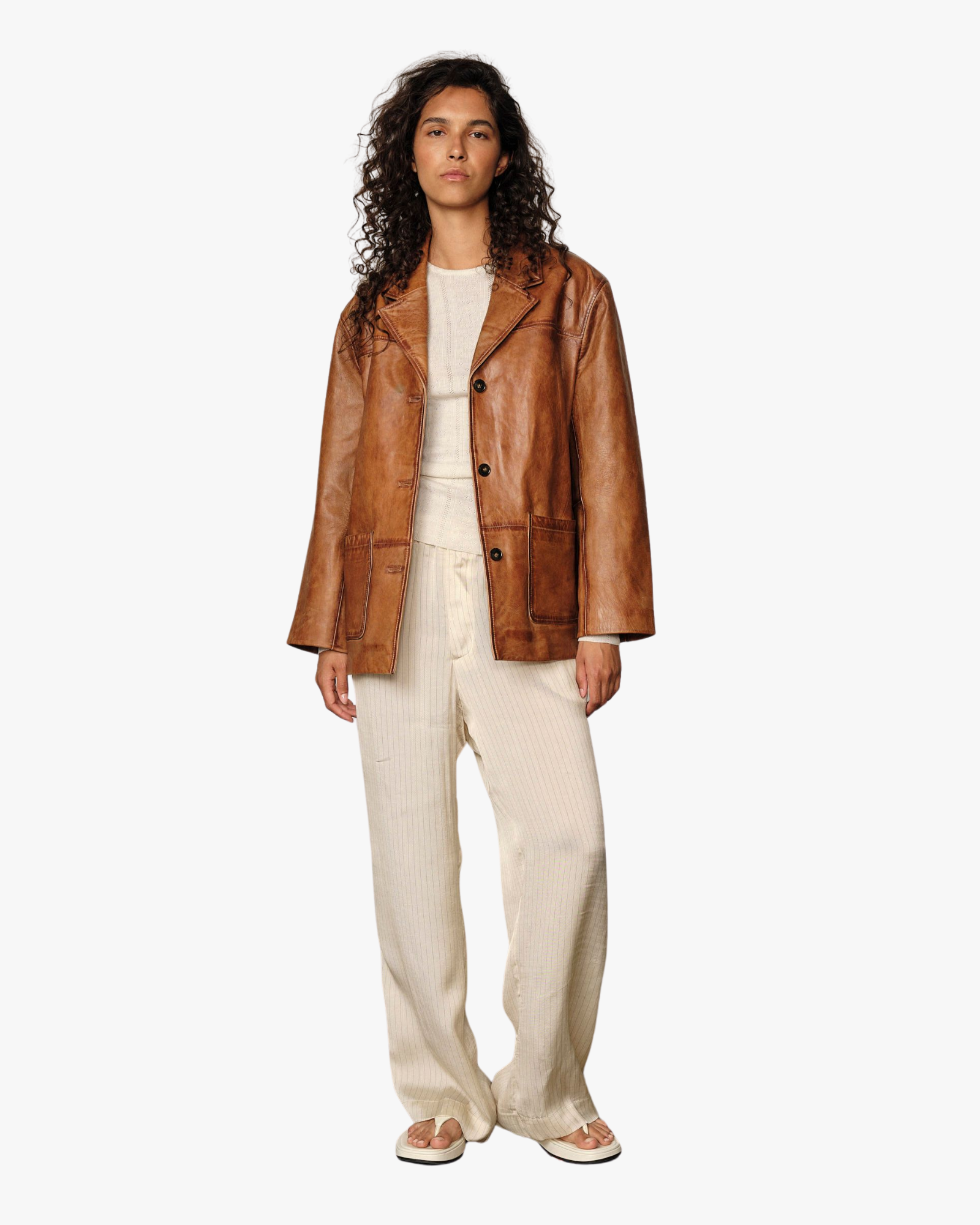 Marina Lamb Leather Jacket Waxed Cognac