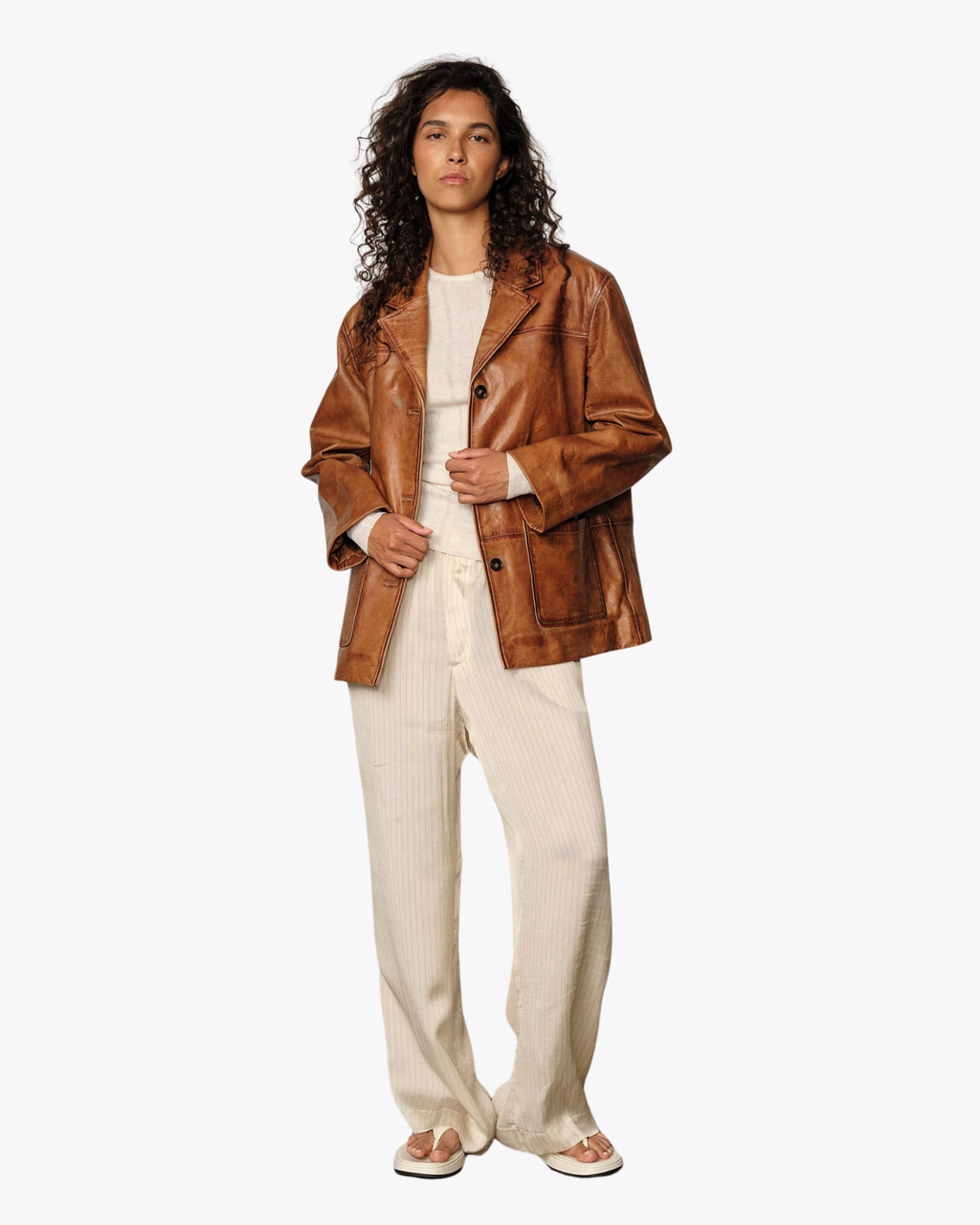 Marina Lamb Leather Jacket Waxed Cognac
