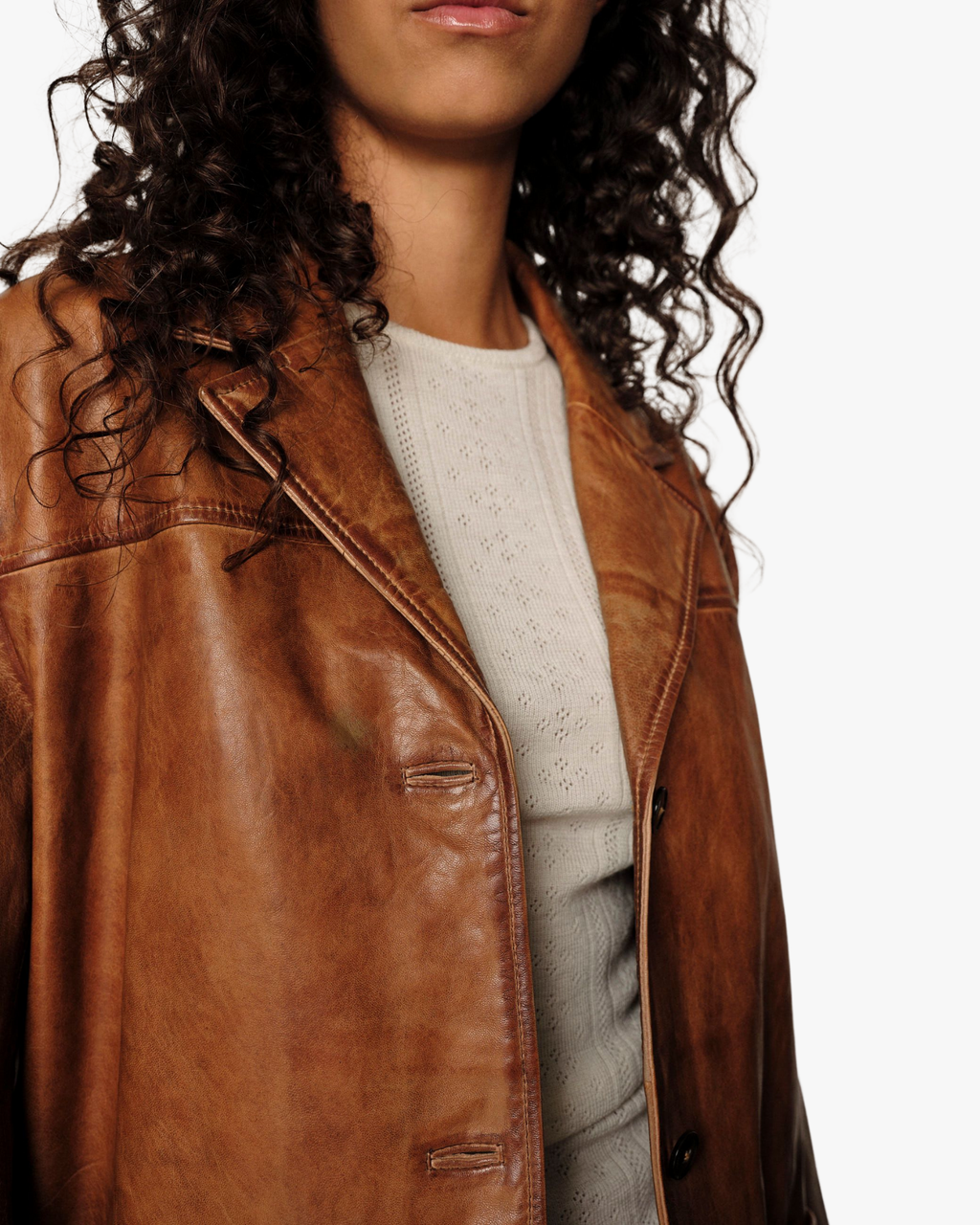 Marina Lamb Leather Jacket Waxed Cognac