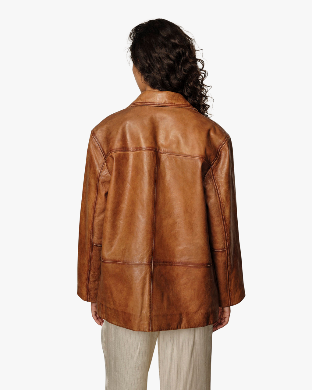 Marina Lamb Leather Jacket Waxed Cognac