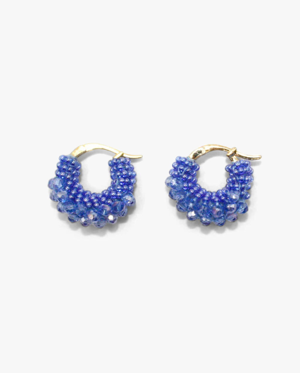 Beaded Hoops Earrings Mini Blue