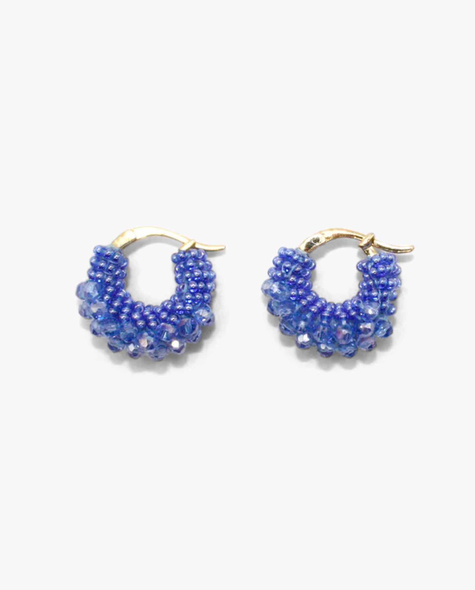 Beaded Hoops Earrings Mini Blue
