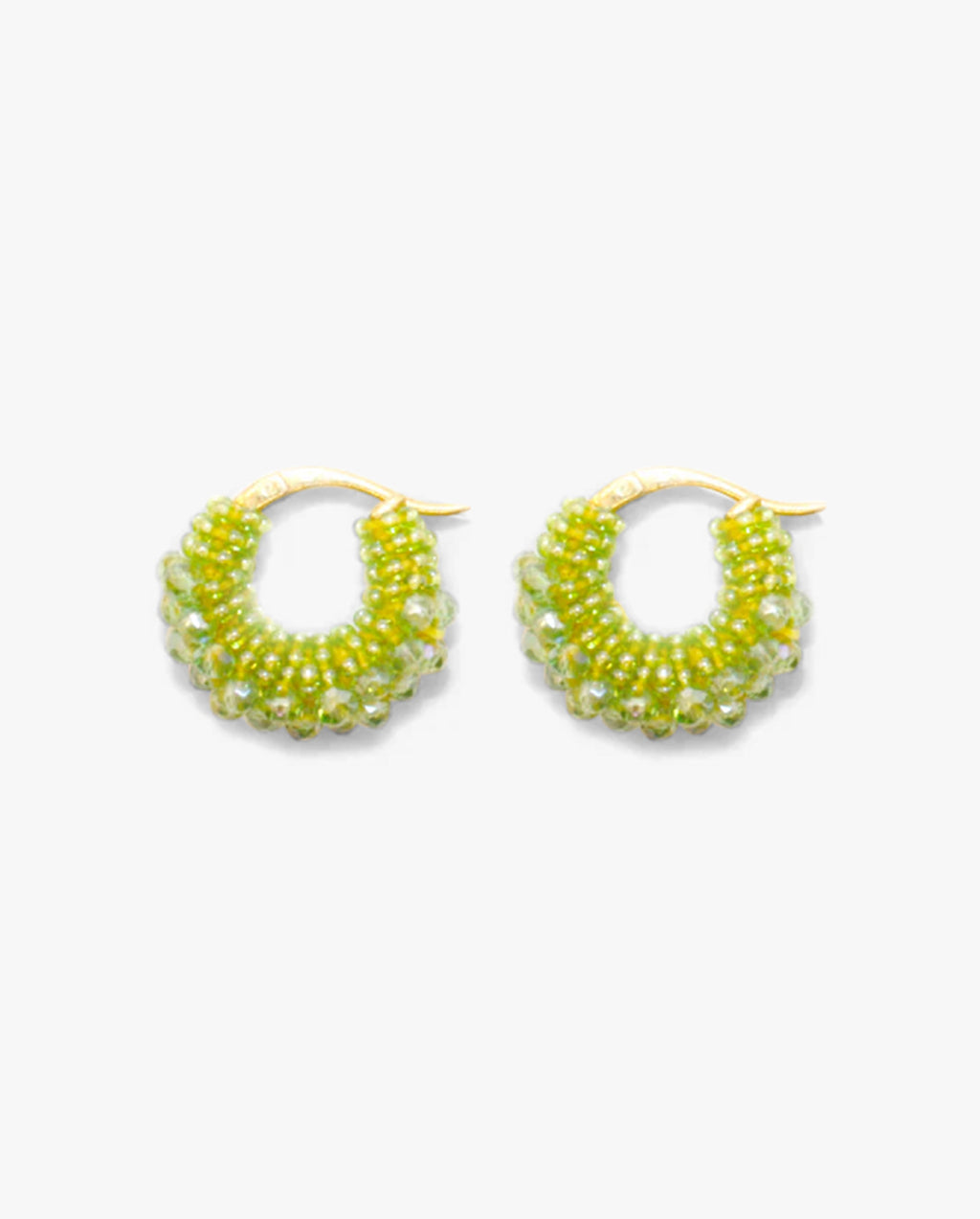Beaded Hoops Earrings Mini Lime