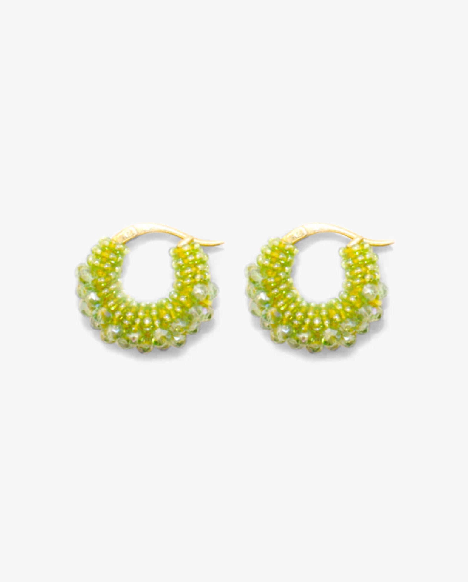 Beaded Hoops Earrings Mini Lime