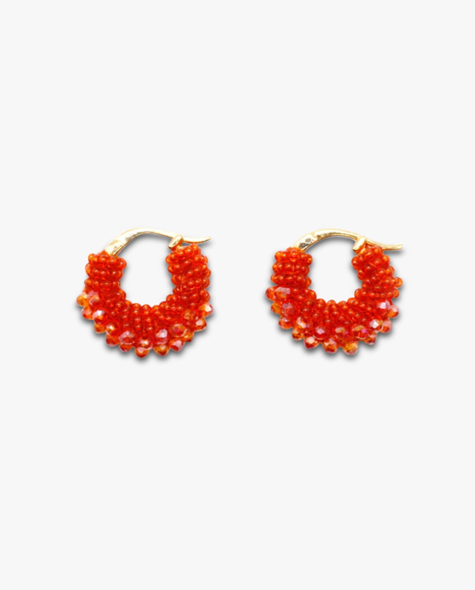 Beaded Hoops Earrings Mini Orange