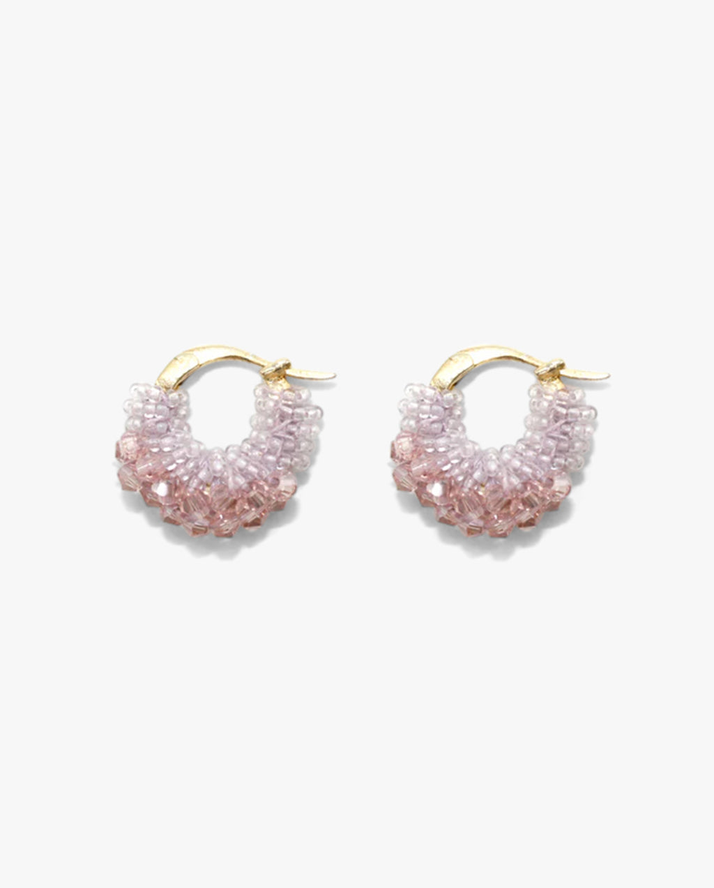 Beaded Hoops Earrings Mini Pink