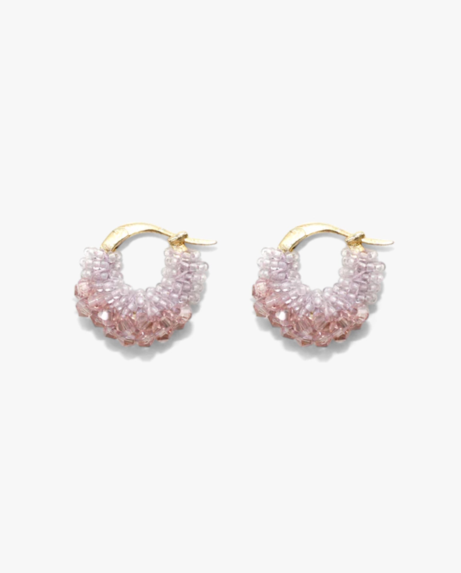 Beaded Hoops Earrings Mini Pink