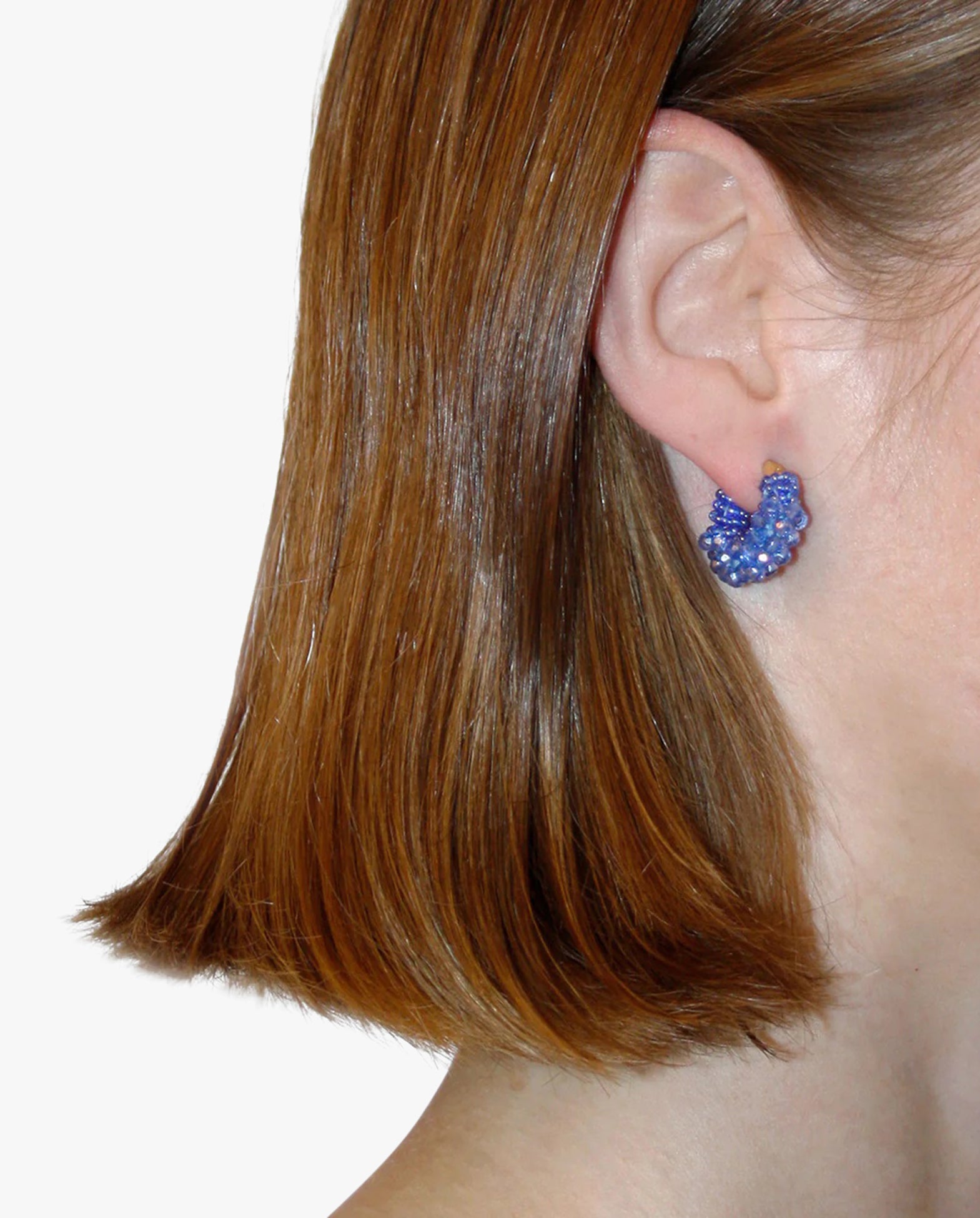 Beaded Hoops Earrings Mini Blue