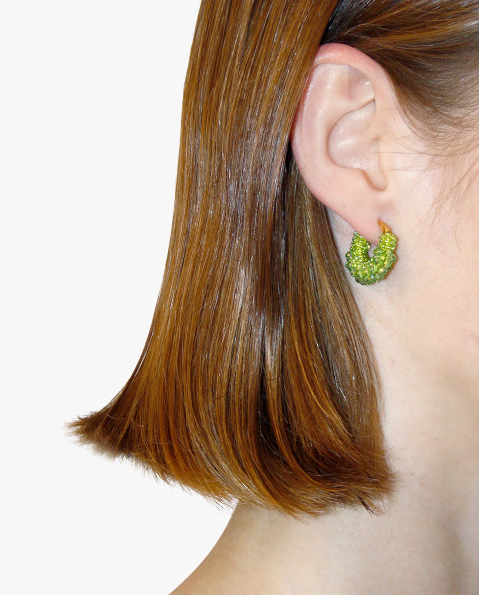 Beaded Hoops Earrings Mini Lime