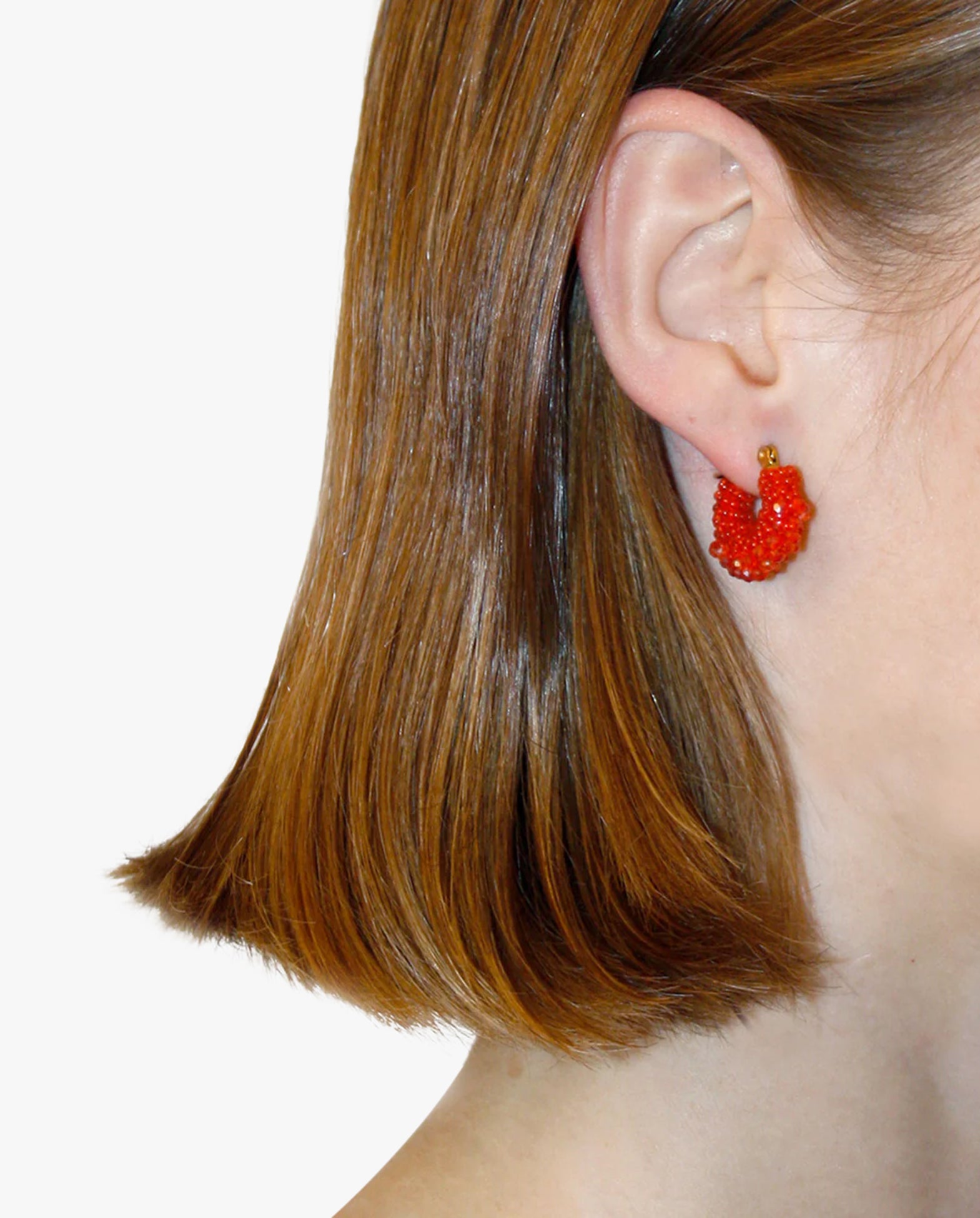 Beaded Hoops Earrings Mini Orange