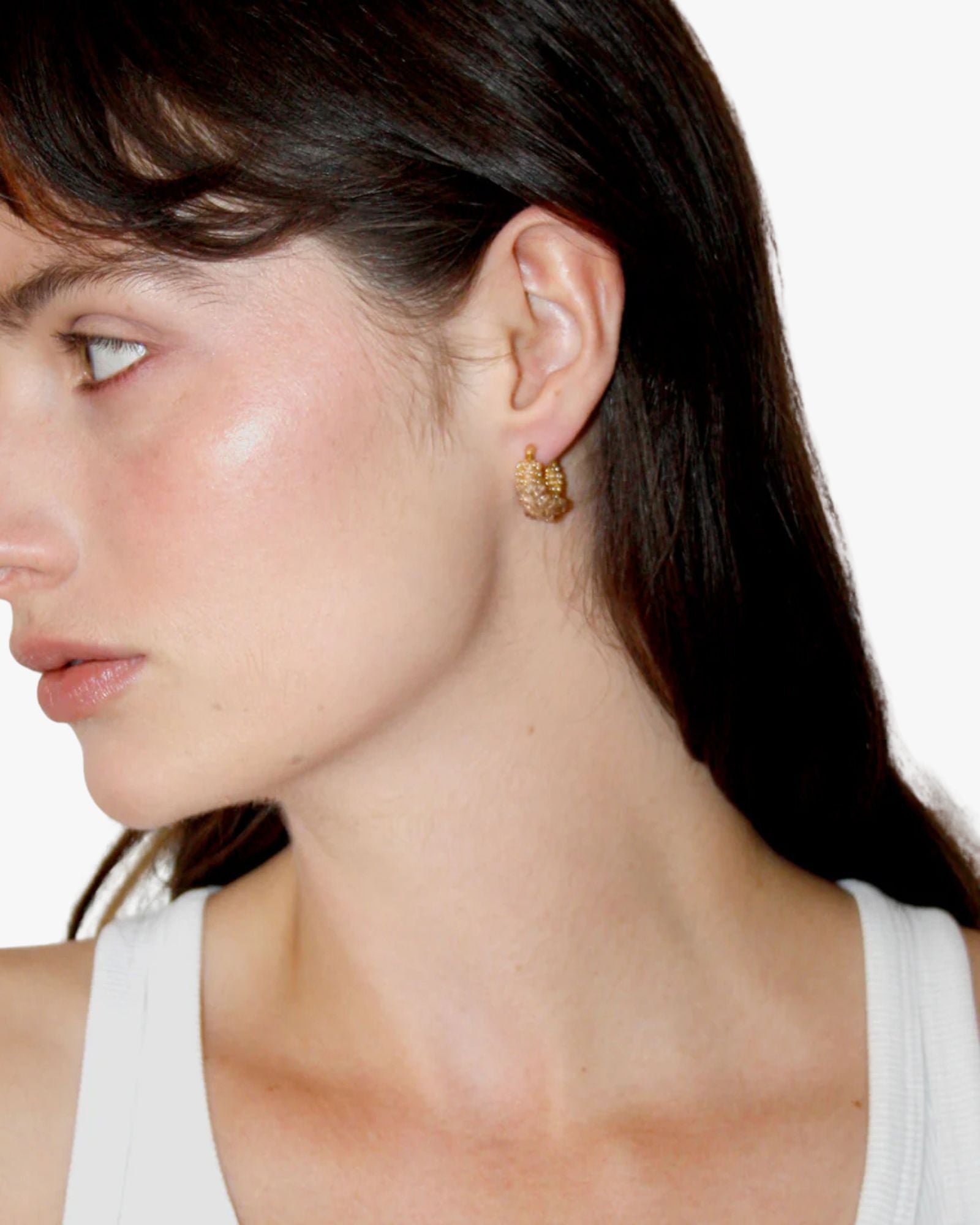 Beaded Hoops Mini Yellow