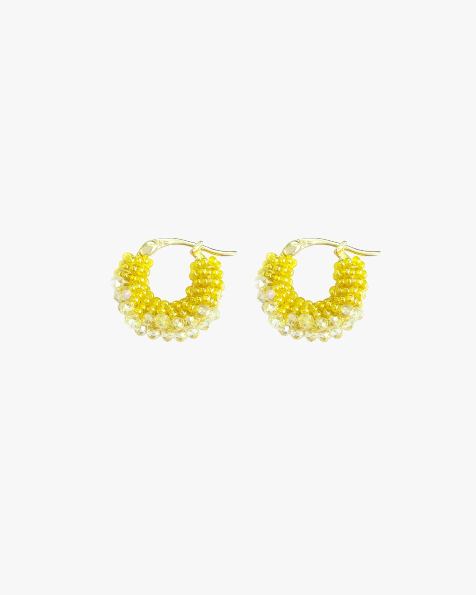 Beaded Hoops Mini Yellow