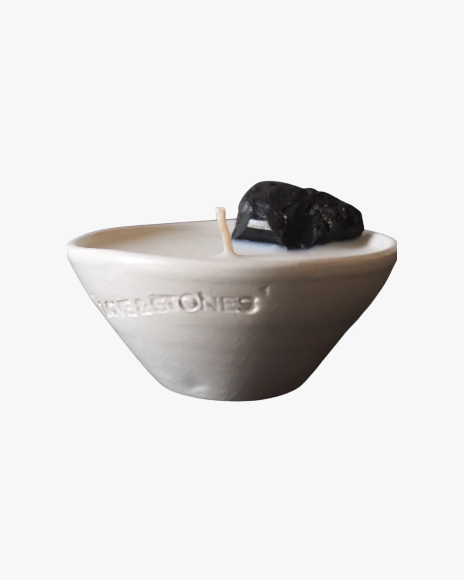 Mini Heal Black Tourmeline Crystal White Ceramic Candle 160Ml