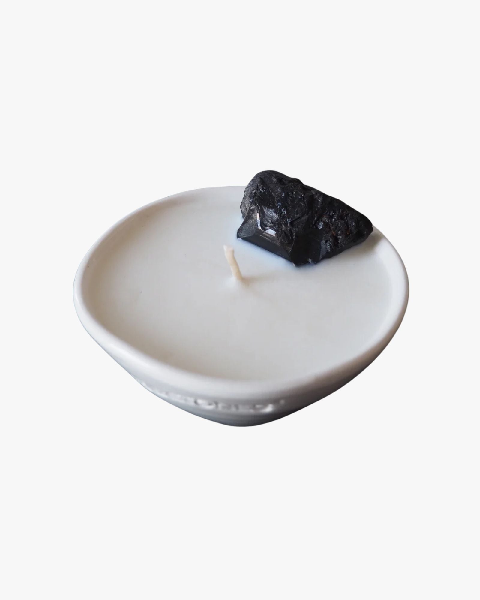 Mini Heal Black Tourmeline Crystal White Ceramic Candle 160Ml