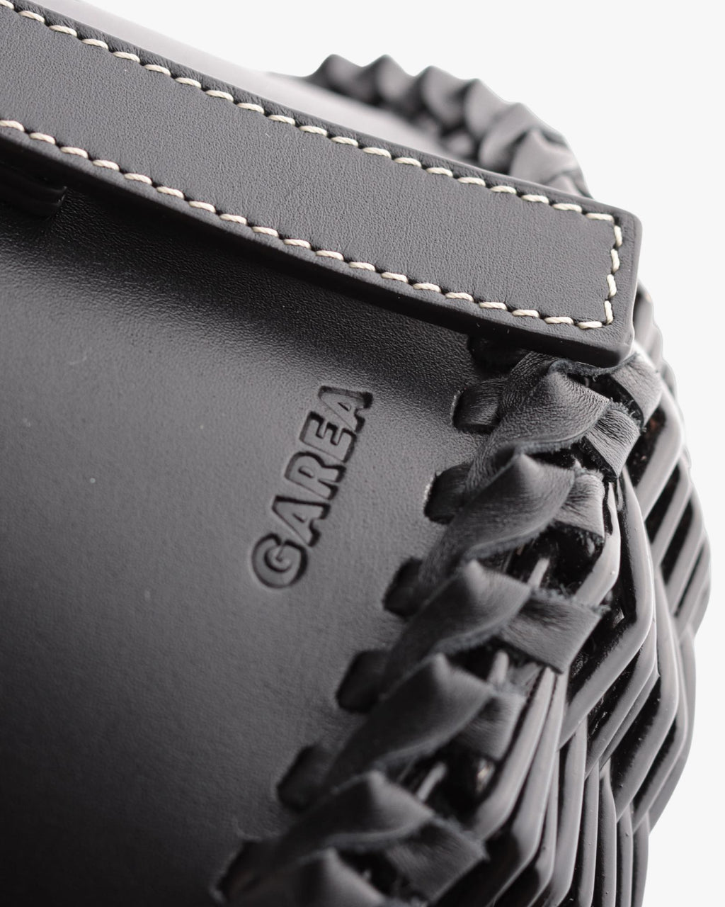 Nisa Noir Leather & Wicker Bucket Bag