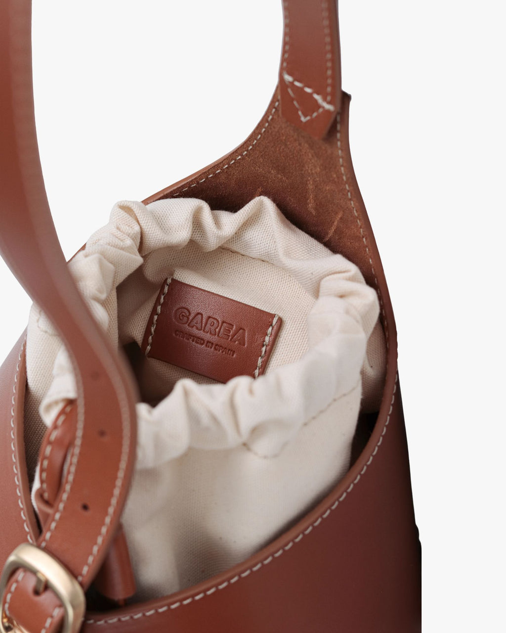 Nisa Tan Leather & Wicker Bucket Bag