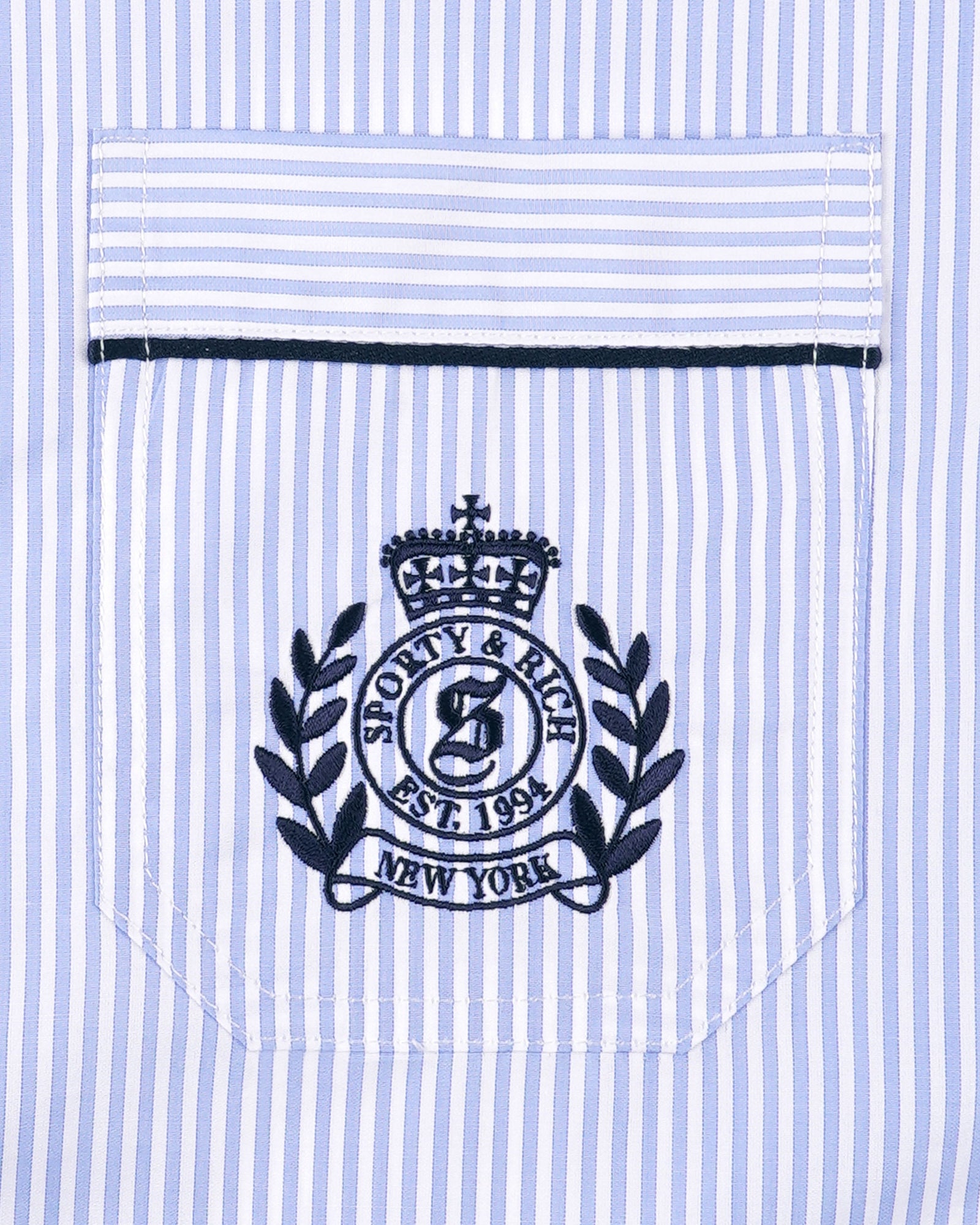 NY Crest Pyjama Shirt Blue Stripe
