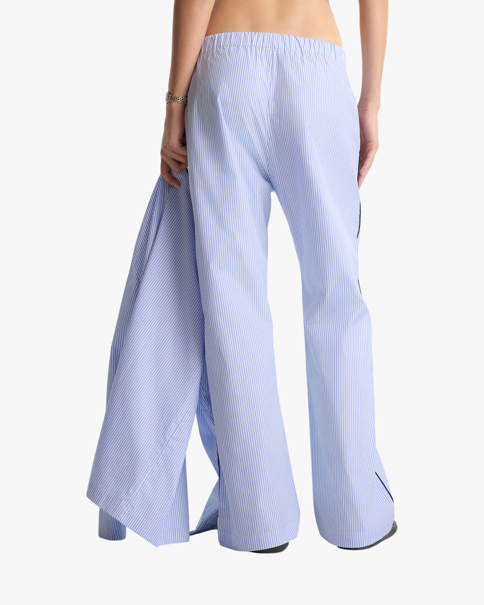 Striped pyjama cotton shirt with crest