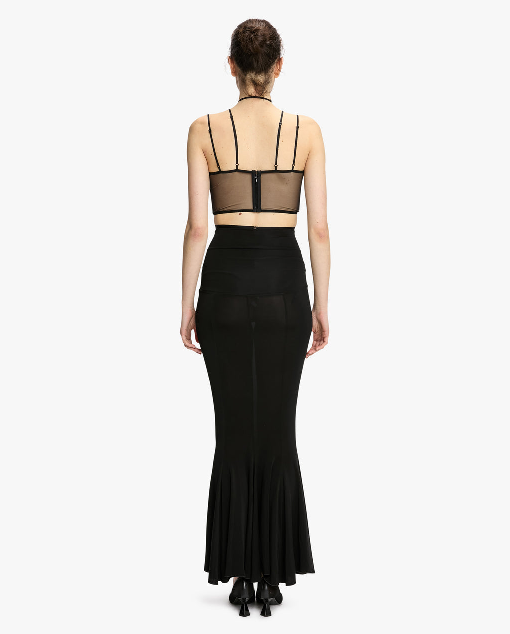 Flared Midi Skirt With V Waist