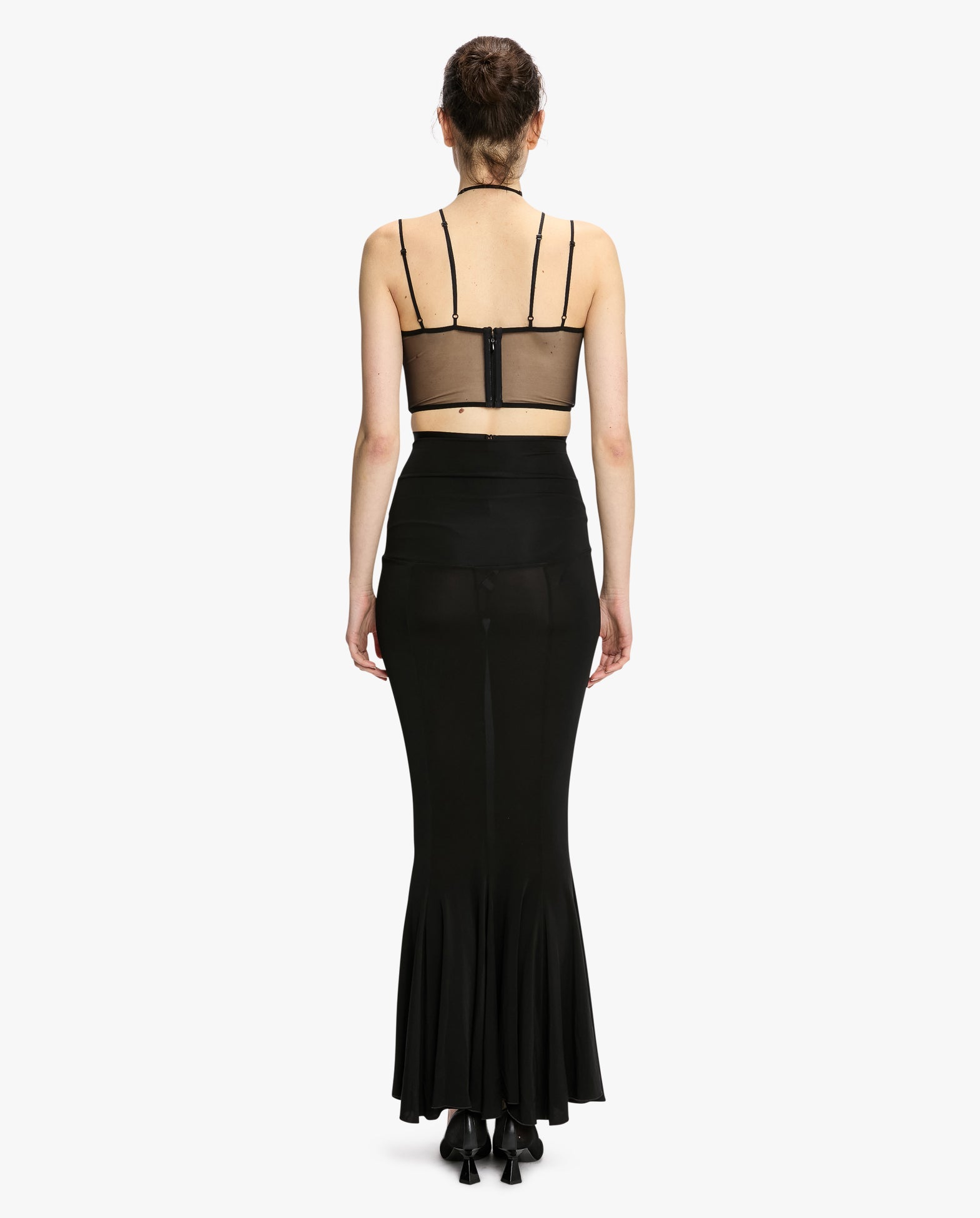 Flared Midi Skirt With V Waist