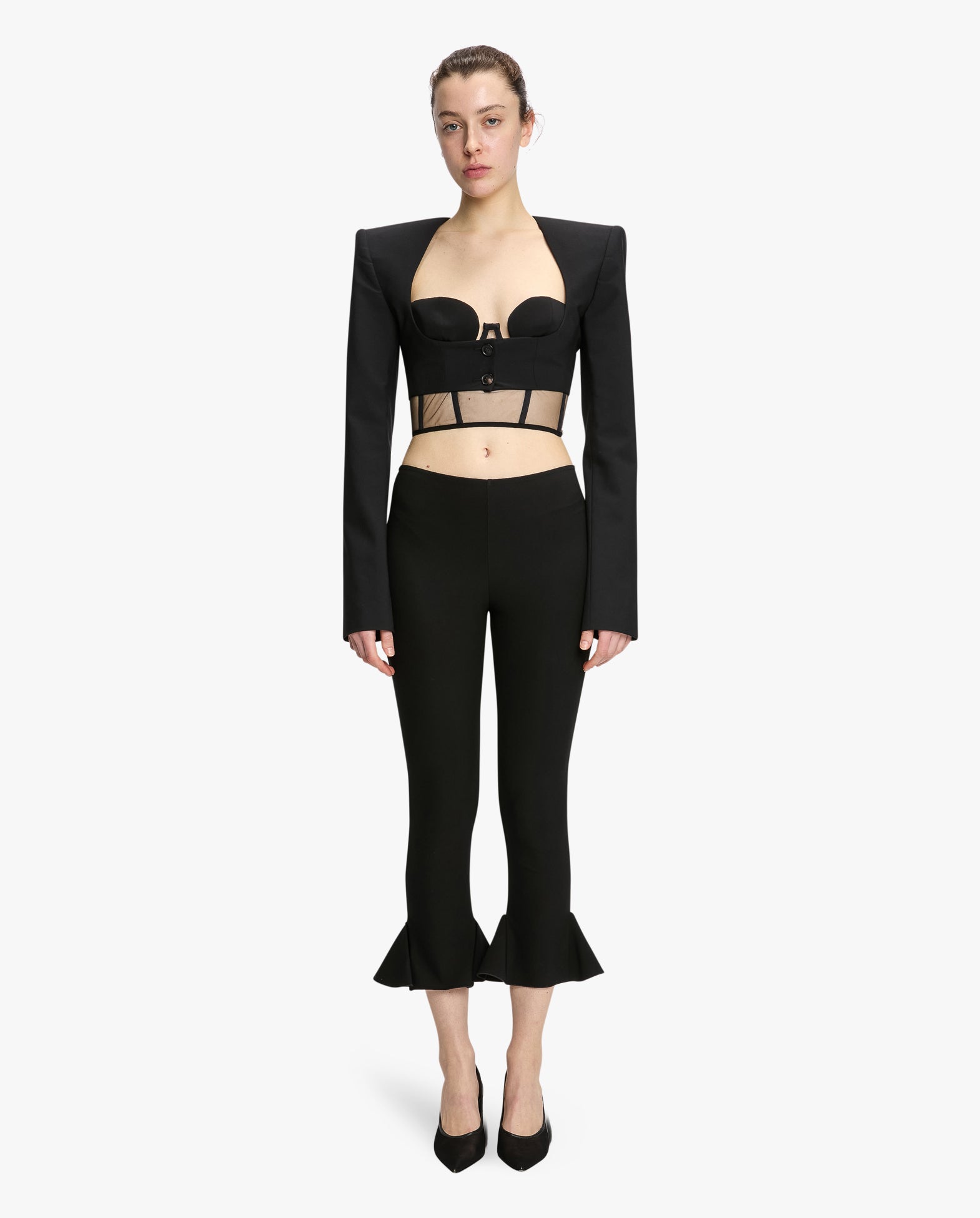 Wide Shoulders Cropped Blazer