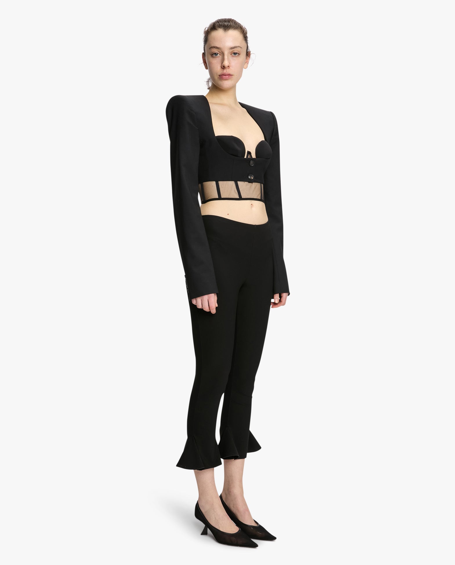 Wide Shoulders Cropped Blazer