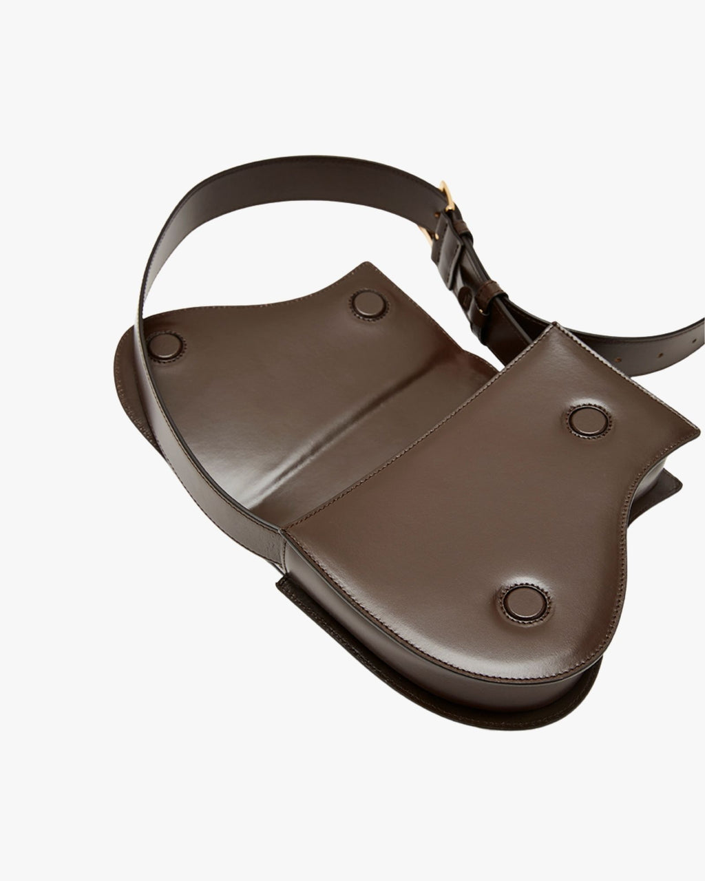 Medium-Sized Shoulder Bag With Biagini Logo In Sanded Calfskin With Wave Buckle Dark Brown Onda