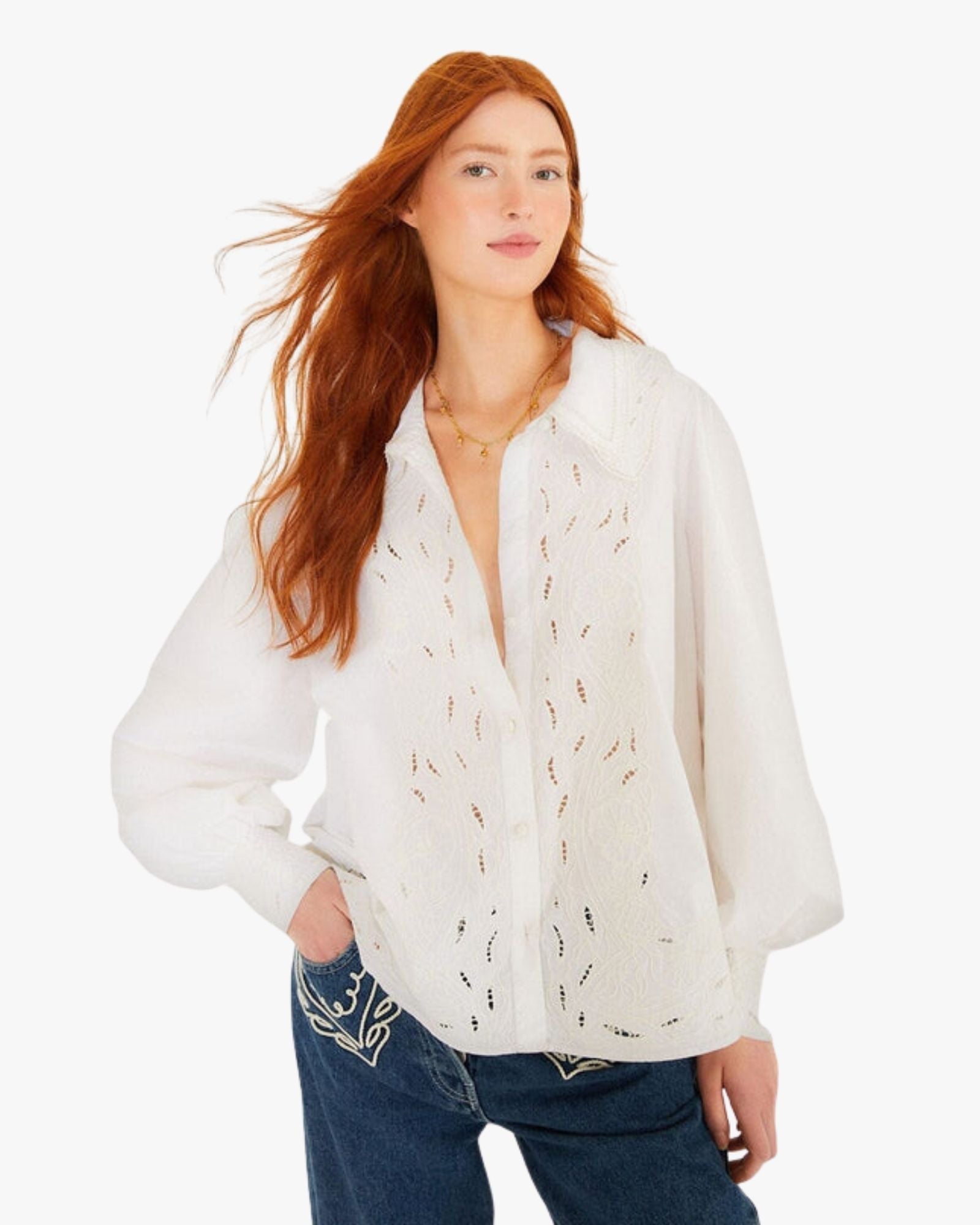 Off-White Embroidered Long Sleeve Shirt