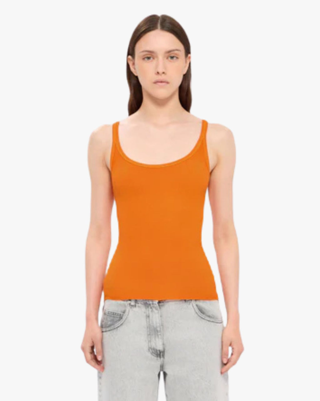 Orange Ribbed Viscose Top