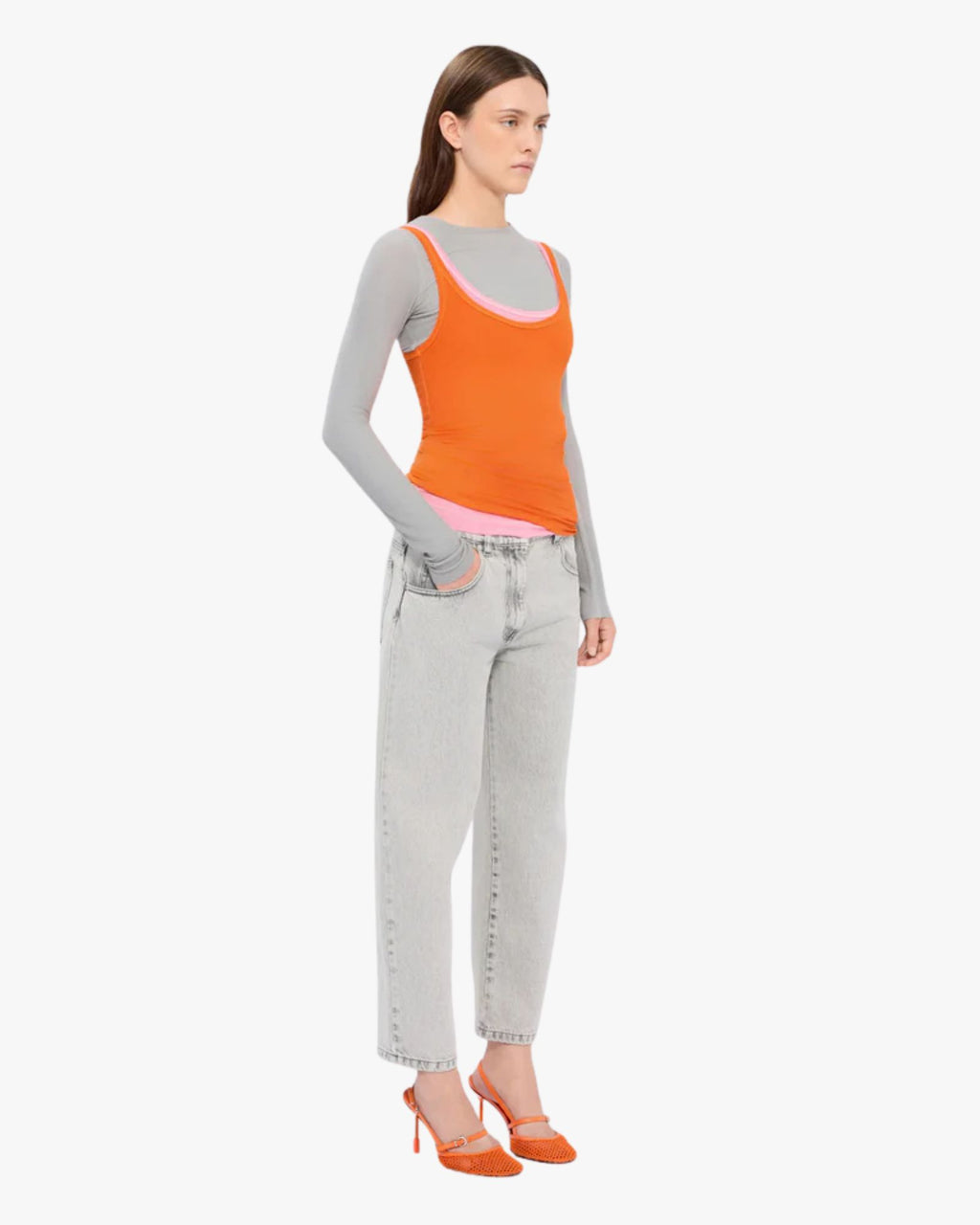 Orange Ribbed Viscose Top
