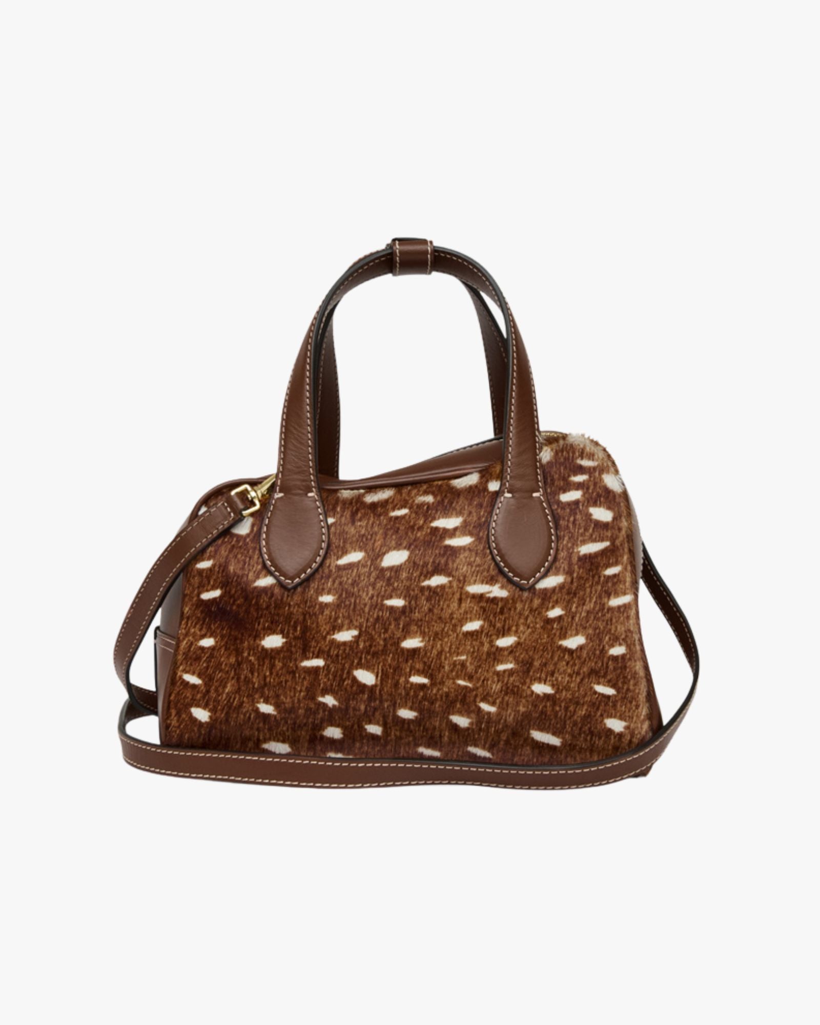 Ormelle Bowling Bag Cannella Printed Cerbiatto Pony Vacchetta