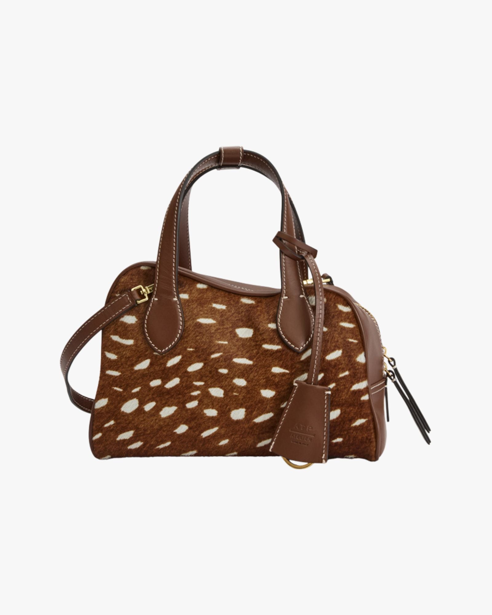 Ormelle Bowling Bag Cannella Printed Cerbiatto Pony Vacchetta